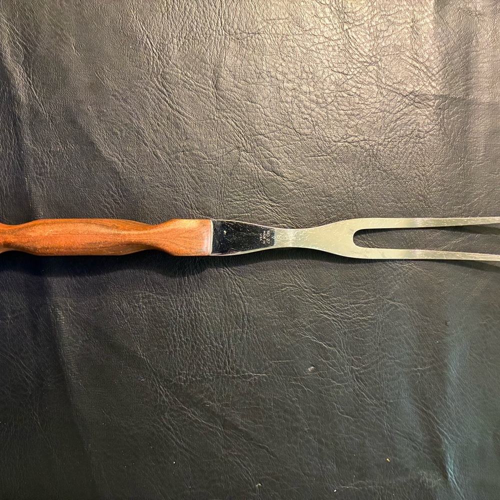 Vintage Cutco Carving Meat Fork #27 Brown Swirl Handle USA